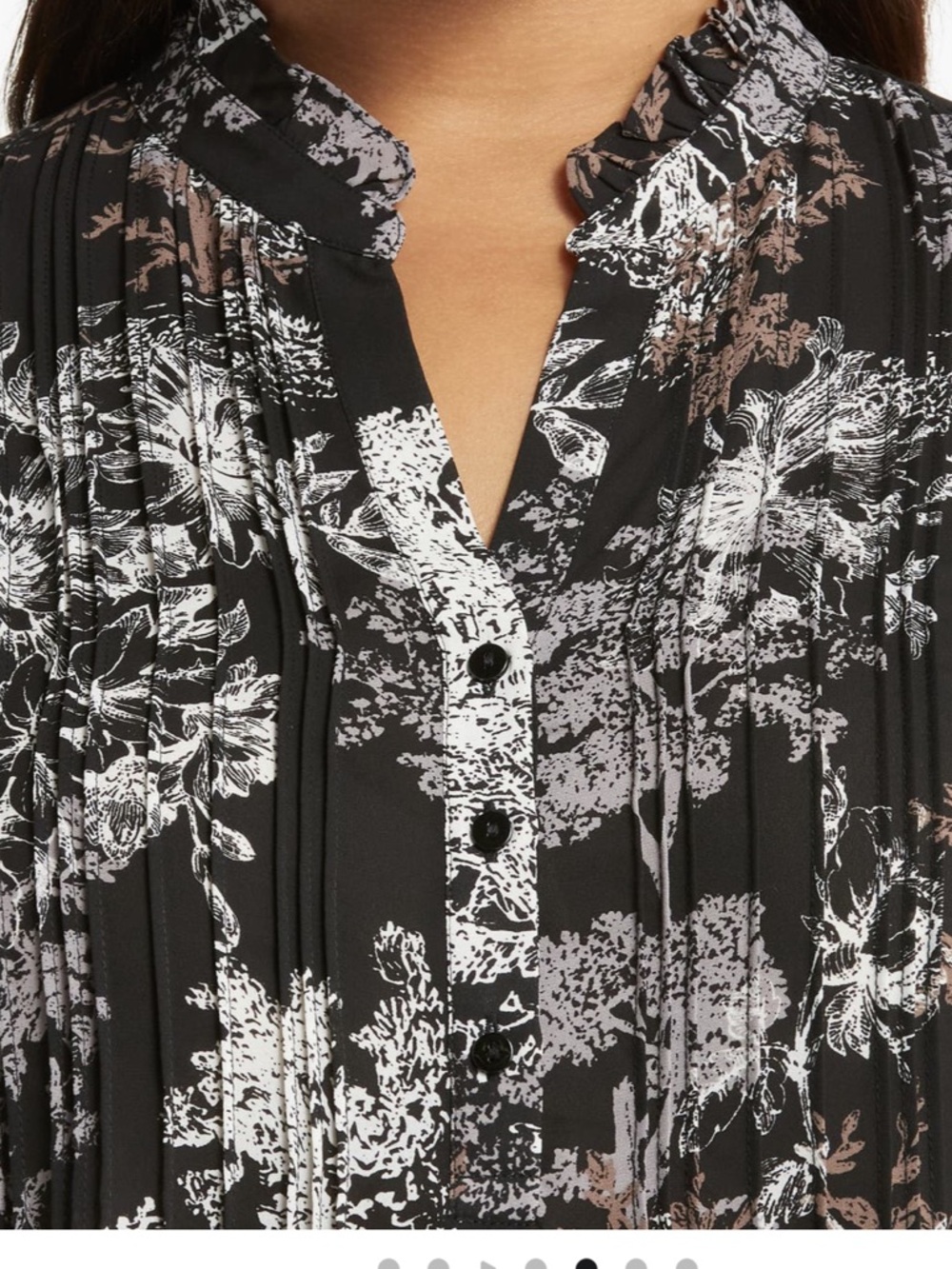 NYDJ Floral Pintuck Button-Front Blouse - Picture 4 of 10